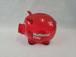 VINTAGE National City Bank Red Plastic Piggy Bank - £15.50 GBP