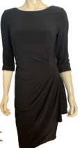 Alex Evenings Black Rhinestone Neckline 3/4 Sleeve Knit Dress Size 6 - $37.99