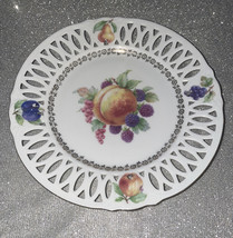 Vintage  Winterling Bavaria Germany Reticulated Plate w/Fruit 7 5/8&quot; - £5.43 GBP