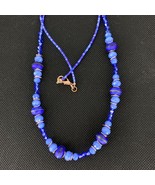 Blue Swarovski Crystal Necklace Copper Tone Frost Handcrafted - £23.69 GBP