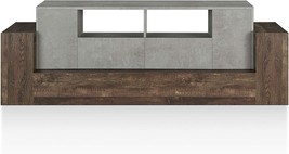 Iohomes Chauncy Contemporary Tv Stand With 2 Open Shelves And 2, Gray Concrete. - £437.77 GBP