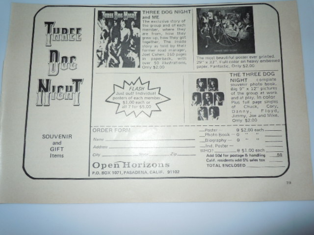 Vintage Three Dog Night Open Horizons Print Magazine Advertisement 1971  - $2.99