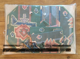 Vintage 80s Southwest Aztec Fabric Placemat with Napkins - Set of 4 (17” x 12”)  - £28.77 GBP