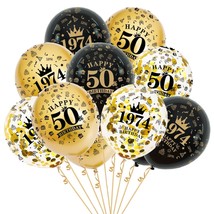 32Pcs 1974 50Th Birthday Balloons Gold And Black Party Decorations 12 Inch Latex - £12.70 GBP