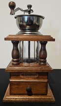Mr. Dudley International Coffee Grinder Hand Crank Wood &amp; Glass - Vintage - $33.85