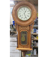 vintage  56-3/4&quot; heavily carved floral regulator 31 Day Wall clock Mahogany - $977.00
