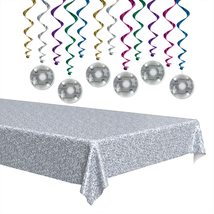 Disco Party Decorations - Disco Ball Whirls Hanging Decorations and Silver Sequi - £17.40 GBP