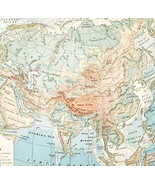 1916 Map Asia India Arabia Persia Iran Topography China Russia Physical ... - $42.08 CAD