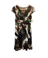 Coldwater Creek Dress Womens 10 NEW Printed Ruched Cap Sleeve Lined Fall - $737.88 MXN