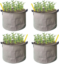 Tall Fabric Pots Grow Bags 6 Gallon TAN or Brown Color Pack of 4 - $21.51