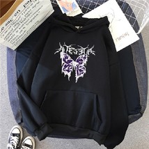Women Dark  Hooded Sweatshirt Harajuku Black Hoodie Esthetics Couple Hip Hop Str - £50.60 GBP