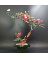 Bonsai Gem Tree Jade Pot, Jade Leaves And Pink Coral Flowers 10&quot; RARE an... - $5,616.02 MXN