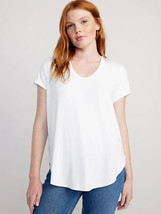 Old Navy Luxe Tunic T-Shirt Womens L Tall Whte Short Sleeve Curve Hem NEW - £19.36 GBP