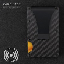 RFID Blocking Slim Carbon Fiber Money Clip Men Minimalist Wallet ID Card Holder - £3.97 GBP
