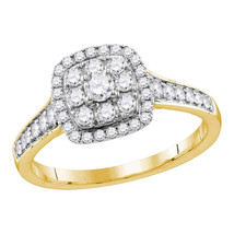14k Yellow Gold Round Diamond Round Halo Bridal Wedding Engagement Ring 5/8 Ctw - £883.09 GBP