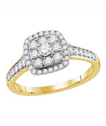 14k Yellow Gold Round Diamond Round Halo Bridal Wedding Engagement Ring ... - £877.69 GBP