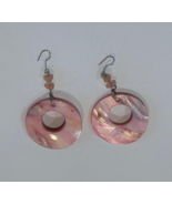 Pink Mother of Pearl Shell Dangle Earrings – Boho Style - $16.10 CAD
