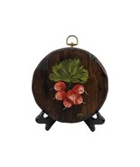 Vntage Oil Painting Vegetable Radish on Round Wood Board Wall Haning Signed - $19.78