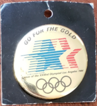 Go For The Gold XXIIIrd Olympiad Los Angeles 1984 1-3/4&quot; Pinback Button NOS - £6.25 GBP