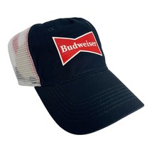 New Budweiser Beer Trucker Cap Hat Blue Red Adult Size One Size Curved Bill - $17.72