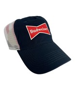 NEW BUDWEISER BEER TRUCKER CAP HAT BLUE RED ADULT SIZE ONE SIZE CURVED BILL - £13.93 GBP