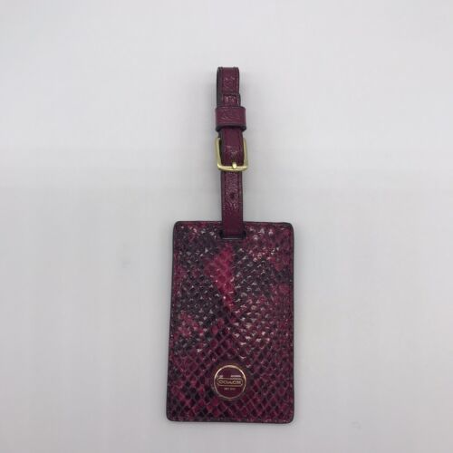 Coach Plum Faux Snakeskin Luggage Tag ~ Adjustable Strap & Buckle NWOT - £23.94 GBP