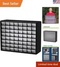64-Drawer Plastic Storage Cabinet with Dividers - Stackable &amp; Wall-Mount... - $93.49