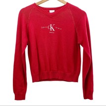 NEW Calvin Klein Jeans Youth XL Girls Red Silver V-Neck Sweater Cotton Holiday - £15.37 GBP