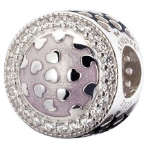 100% Real 925 Sterling Silver 3 Colors Charm Pave Clear CZ RADIANT Hearts Enamel - £42.32 GBP