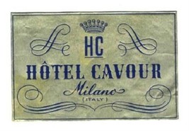 Hotel Cavour Luggage Label Milan Italy Gold Foil - £7.78 GBP