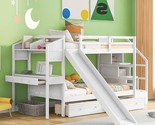 Merax 77.6&quot; Wooden Bunk Bed with Desk, Twin Over Twin Bed Frame with Sto... - $1,352.99