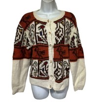 vintage Indio Peruvian Llama knit alpaca Bird button up cardigan sweater... - £31.10 GBP