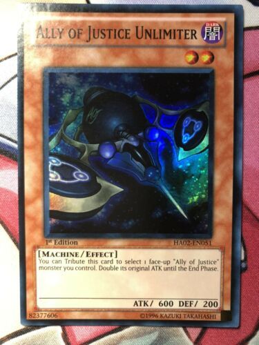 Ally Of Justice Unlimiter HA02 Super Rare - Mint/NM - 1st Edition - Yugi... - $6.99