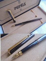 PENTA FOUNTAIN PEN lacque in brown color In gift box - £23.18 GBP