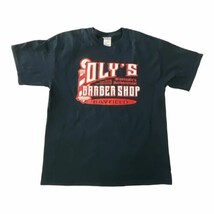 Gildan Vintage Oly’s Barber Shop L Black T Shirt Skull Crossbones Wisconsin - $9.70