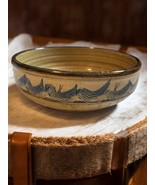 Vintage Studio Art Pottery Bowl Signed 7.25"x 3" Waves - $49.49