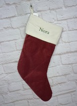 Red Velvet Quilted Pottery Barn Medium Christmas Stocking Monogram NORA ... - $22.28