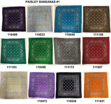 Lot 12 Pcs Mix Paisley Best Sellers Colors Bandana Face Mask 100% Cotton - £47.95 GBP