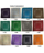 Lot 12 Pcs Mix Paisley Best Sellers Colors Bandana Face Mask 100% Cotton - £47.99 GBP