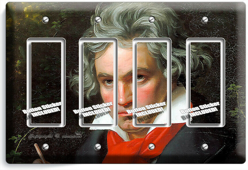 LUDWIG VAN BEETHOVEN PORTRAIT LIGHT SWITCH 4 GFCI PLATES MUSIC STUDIO ROOM DECOR