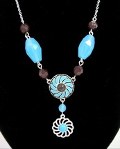 WESTERN CHIC NECKLACE &amp; Pierced EARRINGS Gift Set Box Turquoise-Blue AVON - $22.76