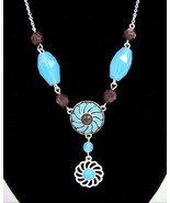 WESTERN CHIC NECKLACE &amp; Pierced EARRINGS Gift Set Box Turquoise-Blue AVON - £17.89 GBP