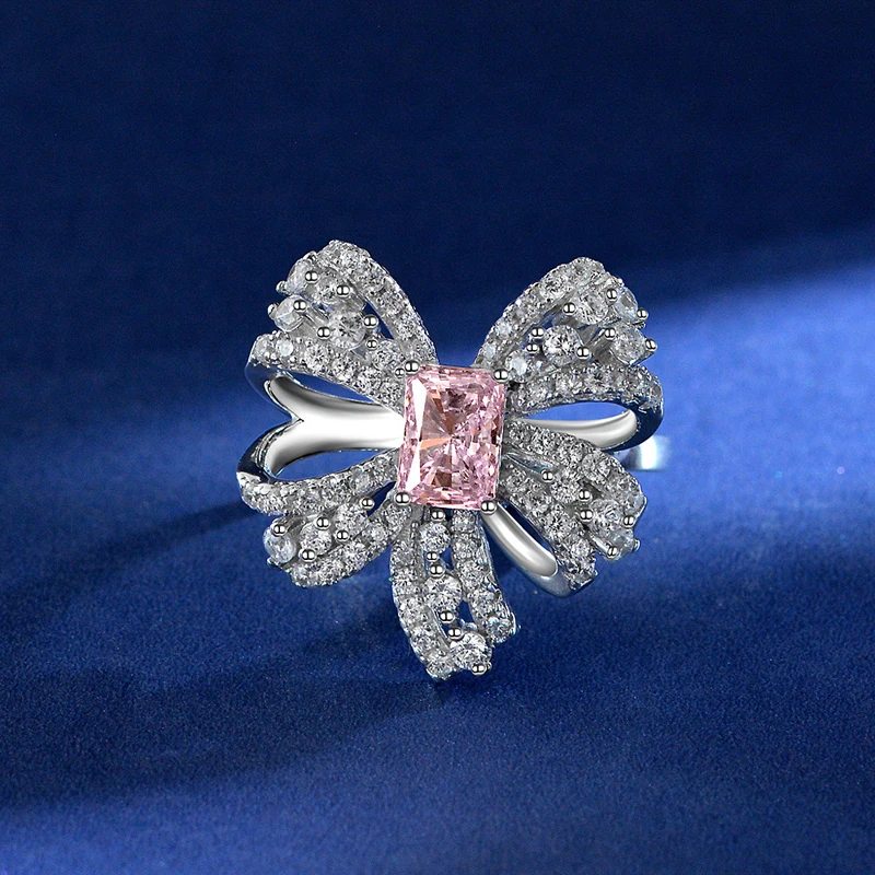100% 925 Sterling Silver 1.5 Carat 5*7mm Pink High Carbon Diamond Ice Flower Cut - £58.43 GBP