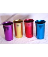 Sunburst Spun Aluminum Rainbow Tumblers Cups Italy Set of 4 b - $29.69