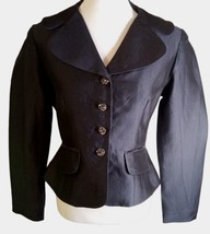 Talbot&#39;s Jacket 4 Silk Blend Diamond Accent Buttons And Back Bow Black - $14.85