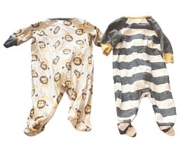 Gerber Newborn Sleepers Lot 2 NB Baby One Piece Pajamas Cute Footed image 7