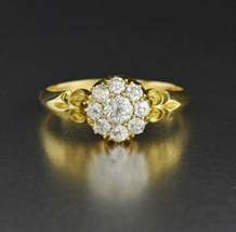 Unique 0.71Ct Round Cut Diamond Cluster Engagement Ring 14K Yellow Gold Finish - £74.13 GBP