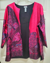 Catherines Women Size 0X 14-16W Pink Purple Open Front Kimono Cover Up - £21.63 GBP