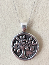 Tree of Life Coin Pendant &amp; Chain 18” Rhodium Over Sterling Silver Chain - £16.74 GBP