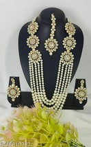 Kundan Mala Haar Rani Necklace Earrings Jewelry Bridal Set Tika Tikka shomee277 - £19.46 GBP